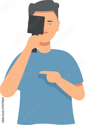 Guide person blind icon cartoon vector. Street health. Partly able shades