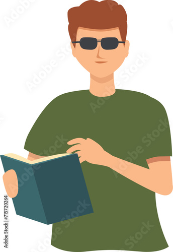Blind person take book icon cartoon vector. Reading deaf. Able writing