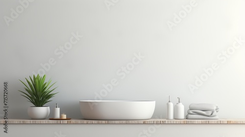 Contemporary bathroom interior with elegant white sink and stylish faucet for modern home design © Ilja
