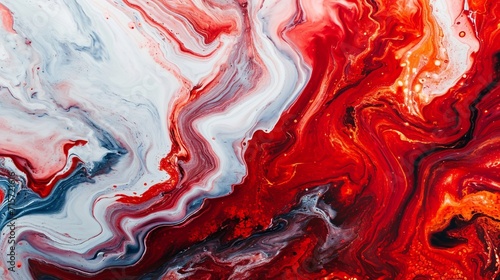 Colorful abstract liquid marble texture, fluid art. Very nice abstract white red design swirl background.