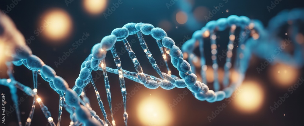 3d illustration of rotating DNA glowing molecule on blue background 3d illustration of rotating DNA glowing molecule on blue background