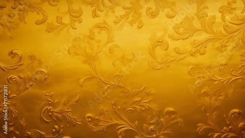 Luxurious golden floral wallpaper design with elegant patterns