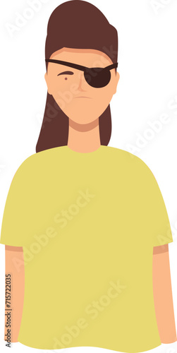 One eye girl blind icon cartoon vector. Tactile health. Guide reading