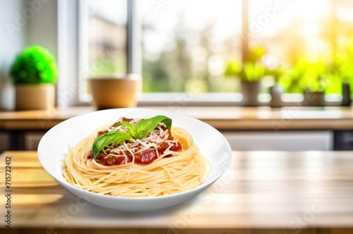 Tasty fresh italian pasta dish in white plate