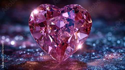 Radiant Heart-Shaped Gemstone  Brilliant Pinks and Purples in a Void - Valentine s Day Concept