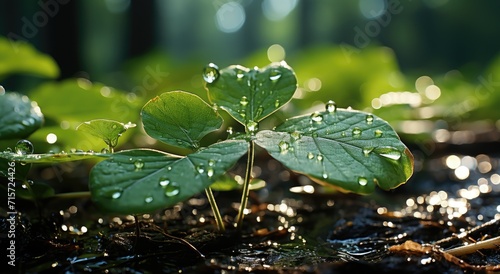 A verdant leaf glistens with the morning dew, a symbol of resilience and growth in the ever-changing outdoor world of nature