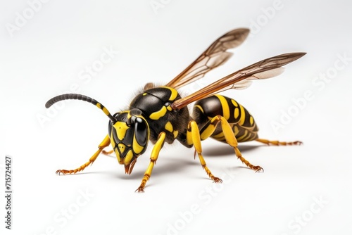 Beautiful Isolated Yellow Jacket Insect on White Background - European Wasp or German Yellow Jacket