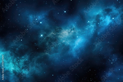 Deep Blue Nebula - Glowing Turquoise Cosmos with Realistic Stars and Galaxy Shaping - Fantasy Space