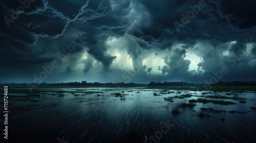 Dark Cloudy Sky in Rainy Season. Stormy Weather Background with Clouds, Thunderstorm and Dark Sky