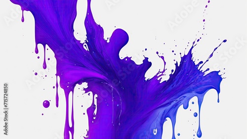 Liquid Purple and Blue splash Color drip on white abstract background