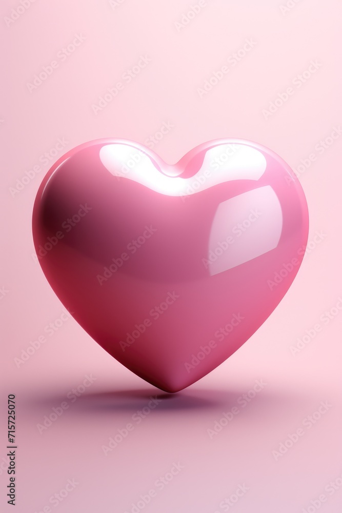 Minimalist Pink Heart on Gradient Background: Gentle 3D Effect in Pastel Hues - Valentine's Day Concept
