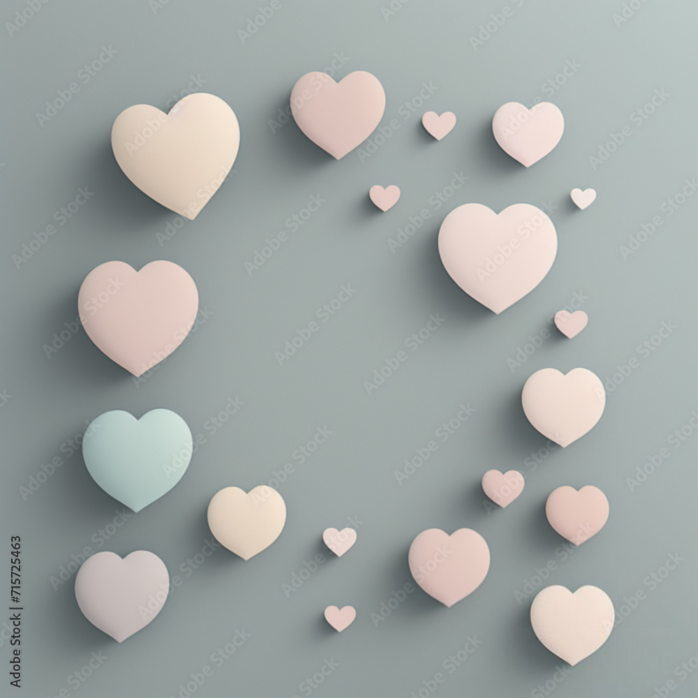 scene with a hearts in pastel colors - generated by ai