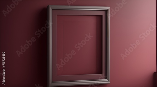 An empty square frame on a vibrant red wall with matching red paint - perfect for a mockup template!