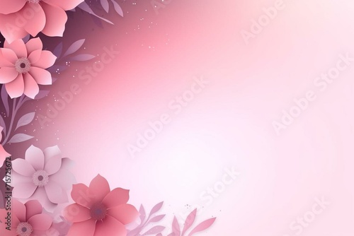 Floral greeting card template with pink gradient background. Generative AI