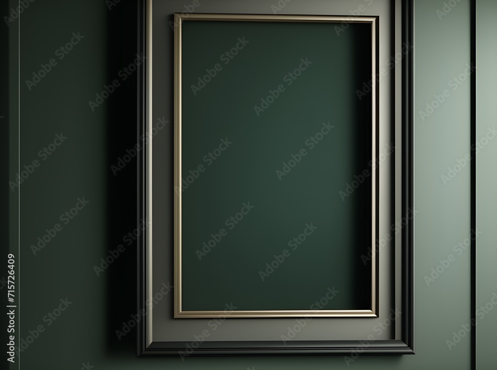 Square wooden frame with a green wall and a vase, perfect for a mockup template. Square wooden frame with a green wall and a vase, perfect for a mockup template.