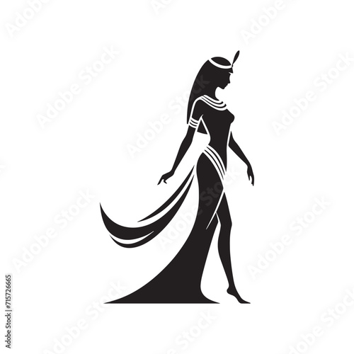Mystic Matriarch: Egyptian Lady Illustration Evoking the Mystical Matriarchy of Cleopatra Silhouette - Egyptian Lady Vector
