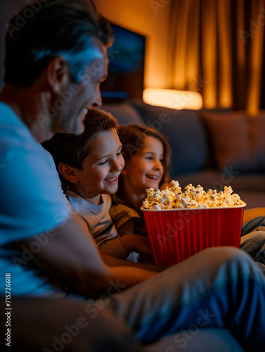 A Photo Of A Family Having A Movie Night In Their Hotel Room With Popcorn And Snacks