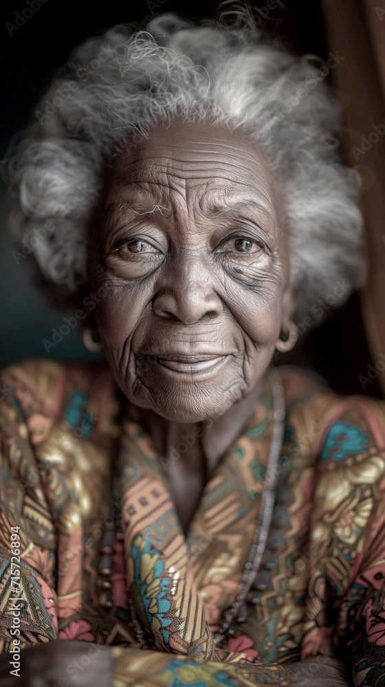 Close-up portrait of an elderly black woman Close-up portrait of an elderly black woman
