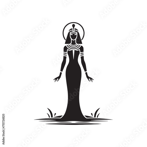 Pharaoh's Portrait: Cleopatra Silhouette Set Crafted as a Timeless Portrait of Regal Grandiosity - Cleopatra Illustration - Cleopatra Vector - Cleopatra Egyptian Goddess Silhouette
