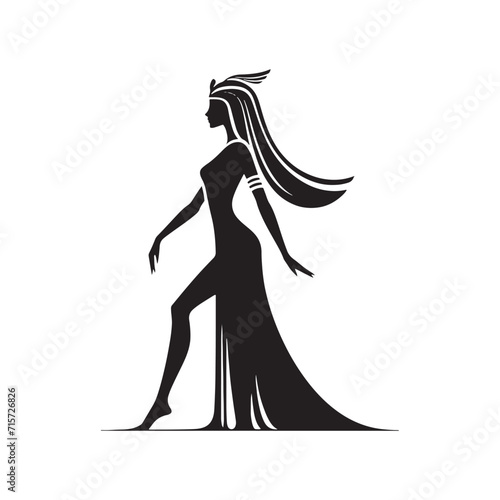 Arcane Elegance: Cleopatra Silhouette Series Illuminating the Arcane Elegance of an Egyptian Empress - Cleopatra Illustration - Cleopatra Vector - Cleopatra Egyptian Goddess Silhouette
