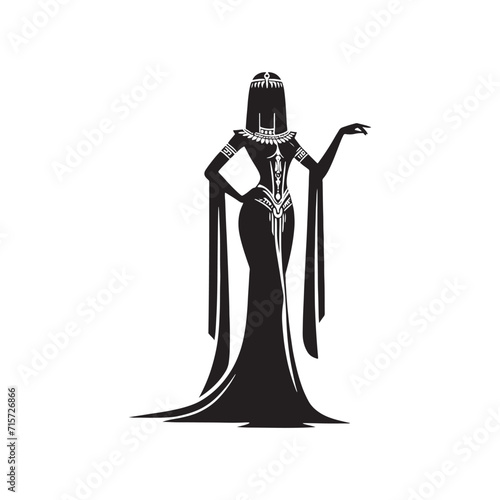 Veiled Nobility: Cleopatra Silhouette Series Veiling the Noble Countenance of an Ancient Queen - Cleopatra Illustration - Cleopatra Vector - Cleopatra Egyptian Goddess Silhouette
