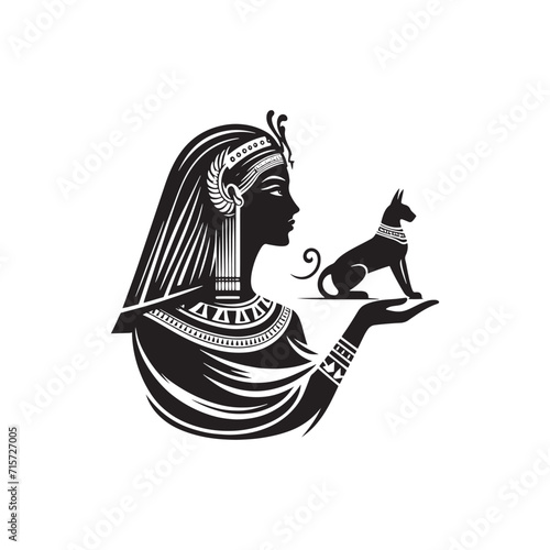 Crowned in Radiance: Egyptian Lady Vector Illuminating the Royal Splendor of Cleopatra Silhouette - Egyptian Lady Illustration
