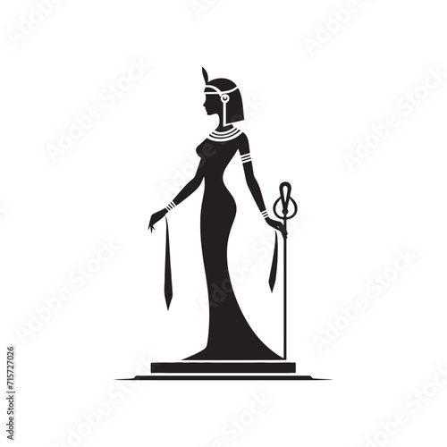 Serenade of Sovereignty: Cleopatra Silhouette Set Harmonizing the Echoes of Ancient Majesty - Cleopatra Illustration - Cleopatra Vector - Cleopatra Egyptian Goddess Silhouette
