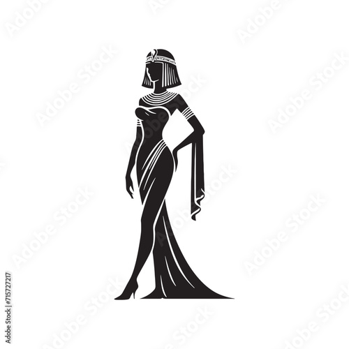 Captivating Legacy: Cleopatra Silhouette Series Echoing the Resonance of an Epoch - Cleopatra Illustration - Cleopatra Vector - Cleopatra Egyptian Goddess Silhouette
