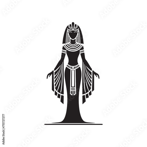 Timeless Elegance: Cleopatra Silhouette Series Unveiling the Allure of Ancient Beauty - Egyptian Lady Illustration - Egyptian Lady Vector
