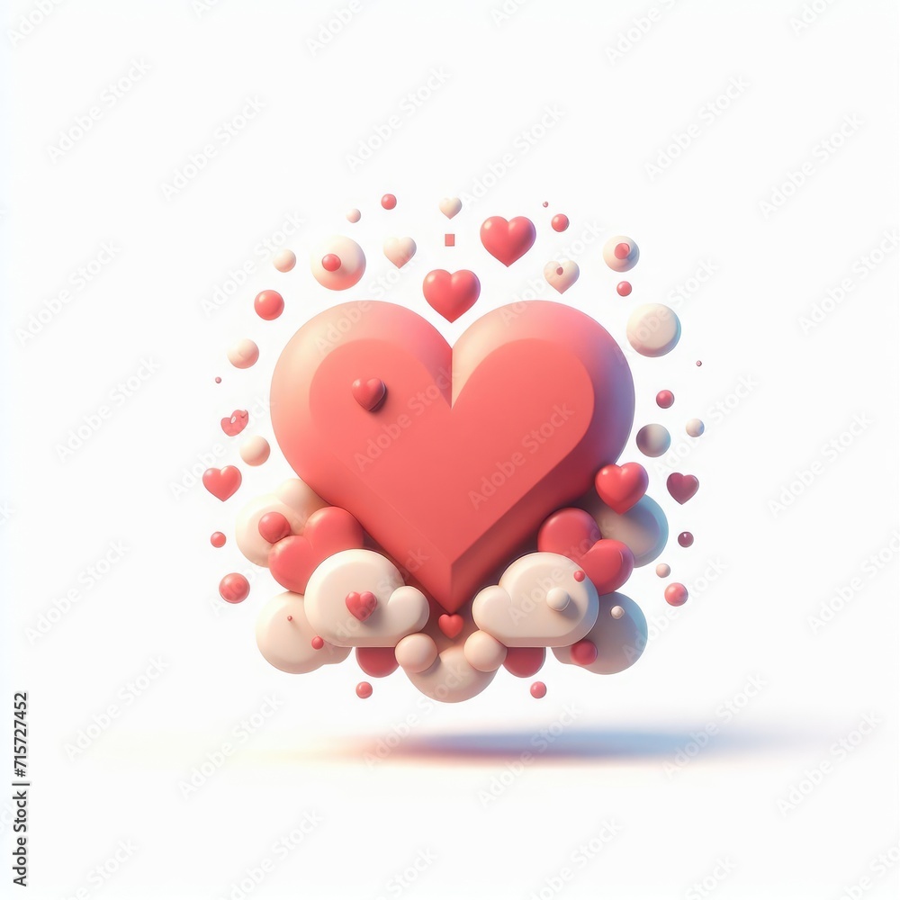 Happy Valentine's Day Greeting Card 3d realistic style. The concept for a Valentines Day February 14 holiday banner
