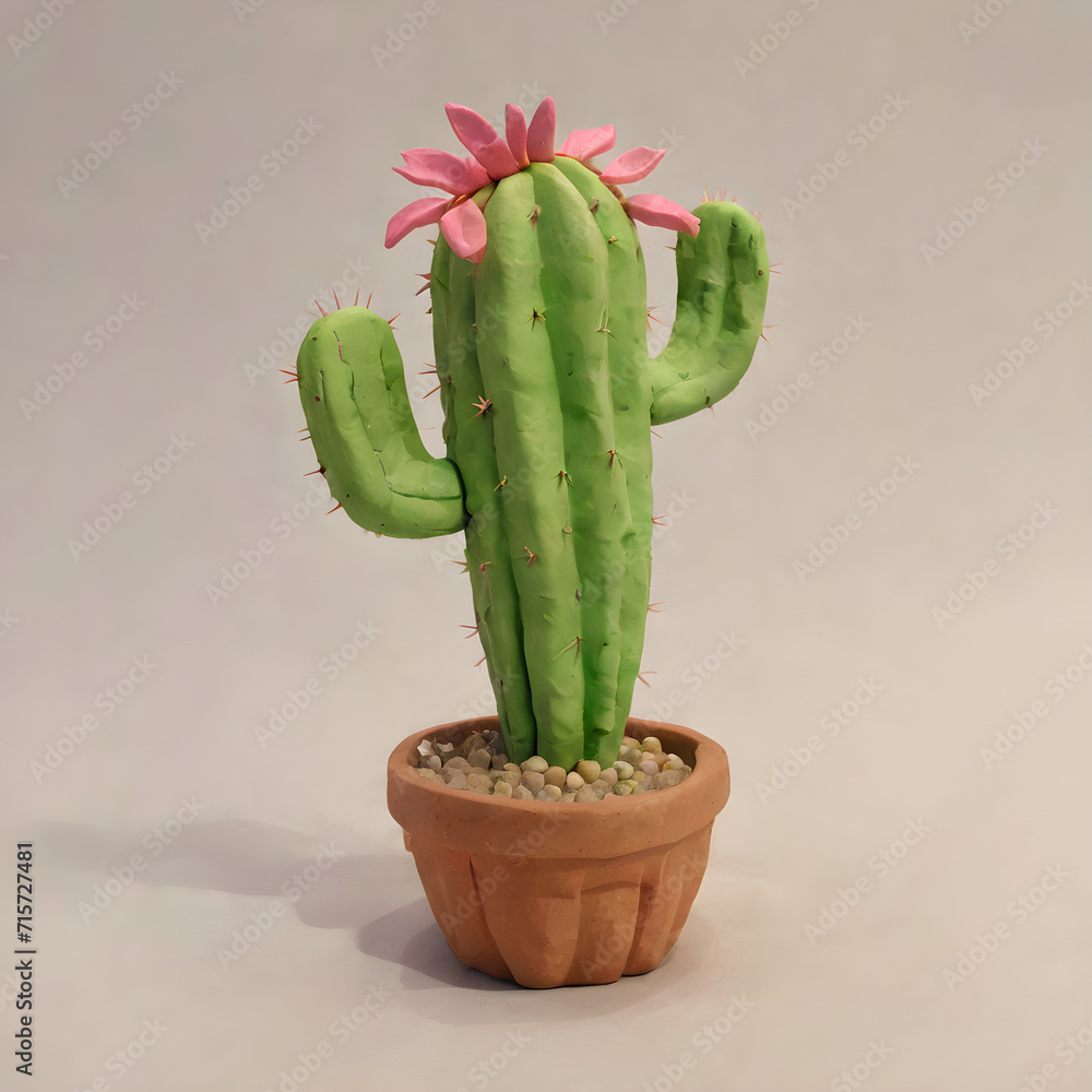 cactus in a pot on a white background cactus in a pot on a white background
