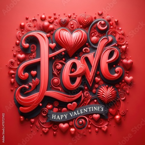 Happy Valentine's Day Greeting Card 3d realistic style. The concept for a Valentines Day February 14 holiday banner
