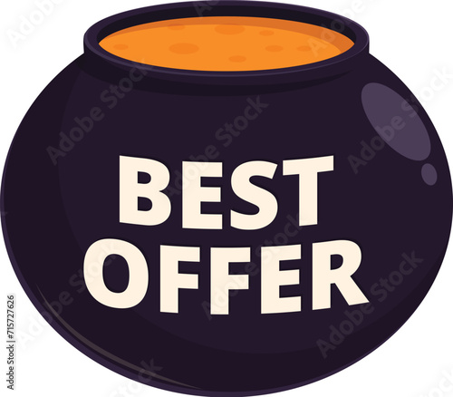 Treat best offer icon cartoon vector. Party discount. Funny spooky