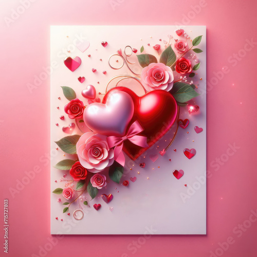 Happy Valentine's Day Greeting Card 3d realistic style. The concept for a Valentines Day February 14 holiday banner
