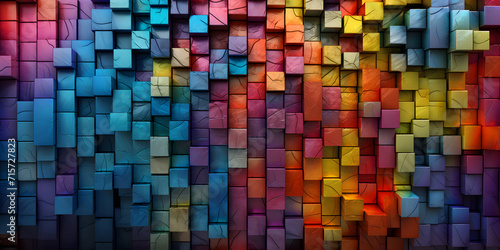 Abstract 3D background from many multi-colored cubes. many glossy cubes. futuristic unusual 3D background