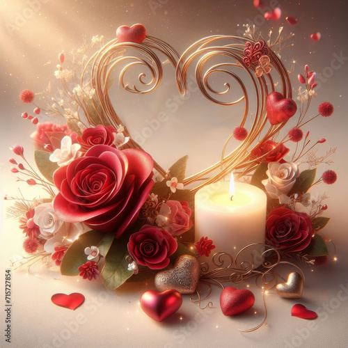 Happy Valentine's Day Greeting Card 3d realistic style. The concept for a Valentines Day February 14 holiday banner
