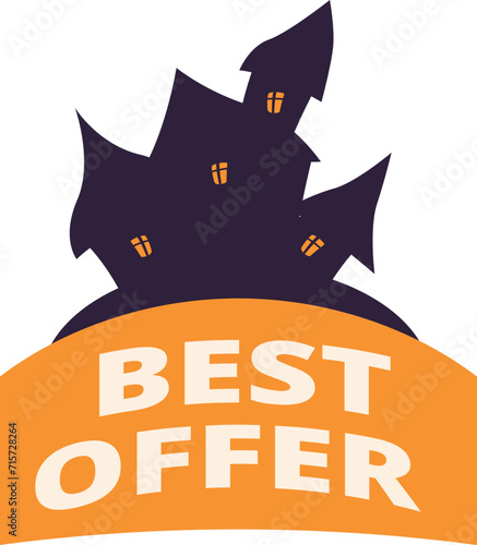 Castle best offer icon cartoon vector. Pumpkin party. October spooky