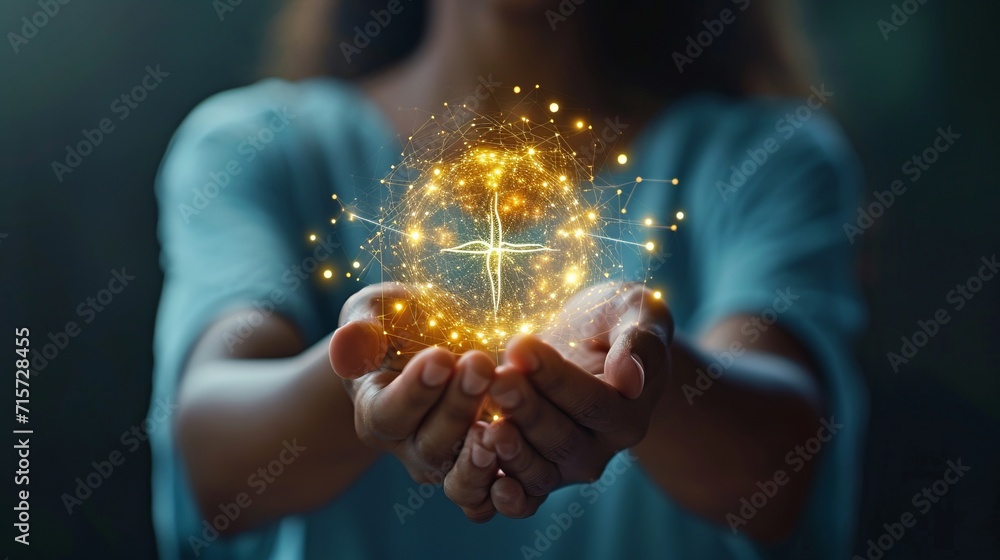 Hands holding medical icons concept of health insurance and access to healthcare Hands holding medical icons concept of health insurance and access to healthcare