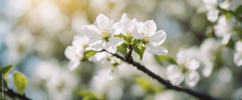 Beautiful spring nature scene with white blooming tree. Abstract blurred background. Soft selective Beautiful spring nature scene with white blooming tree. Abstract blurred background. Soft selective