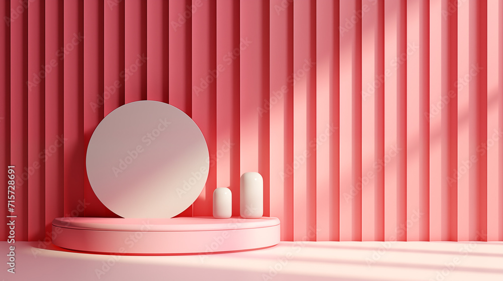 white vase with pink line background and sunlight, geometry background, 3d stage, 3d background, abstract background, 3d render, generate ai white vase with pink line background and sunlight, geometry background, 3d stage, 3d background, abstract background, 3d render, generate ai