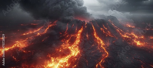 Volcanic lava flow raw power of nature in a mesmerizing display of destruction and beauty.