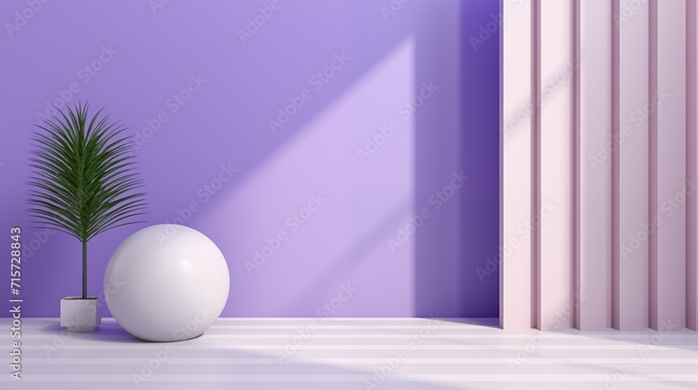 white ball and white floor with violet background and sunlight, minimal background, 3d scene, 3d background, abstract background, 3d render, generate ai white ball and white floor with violet background and sunlight, minimal background, 3d scene, 3d background, abstract background, 3d render, generate ai