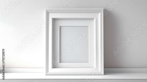 A blank white frame on a wall, perfect for showcasing your artwork or photographs.