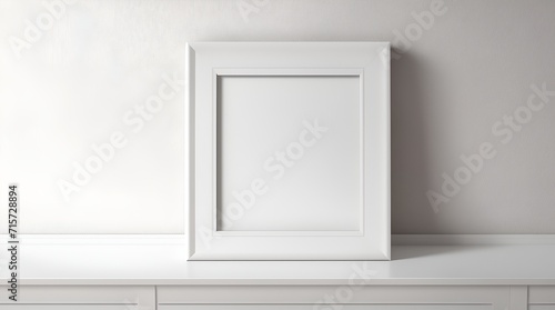 An empty square frame mockup template displayed on a wall, ready for your creative touch. 