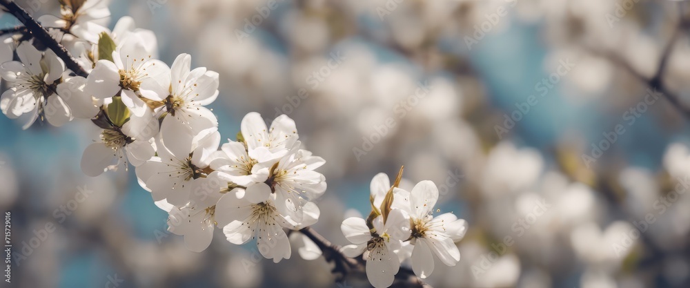 Beautiful spring nature scene with white blooming tree. Abstract blurred background. Soft selective Beautiful spring nature scene with white blooming tree. Abstract blurred background. Soft selective
