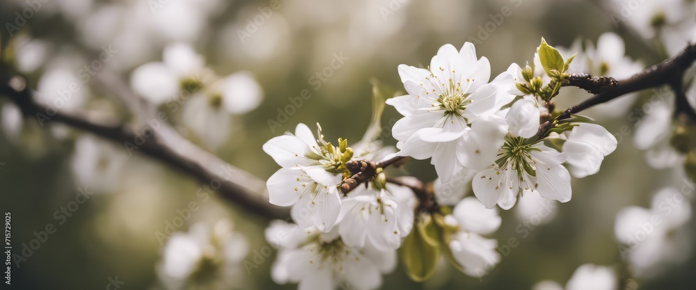Beautiful spring nature scene with white blooming tree. Abstract blurred background. Soft selective Beautiful spring nature scene with white blooming tree. Abstract blurred background. Soft selective