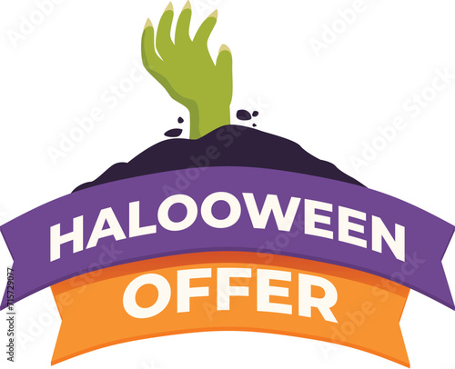 Halloween zombie offer icon cartoon vector. Spooky discount. Festivity fun