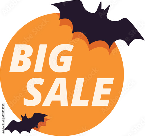 Big sale bat offer icon cartoon vector. Autumn card evil. Party discount