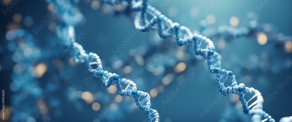 Blue DNA strand molecular structure model, DNA strands background. Double helix structure Blue DNA strand molecular structure model, DNA strands background. Double helix structure