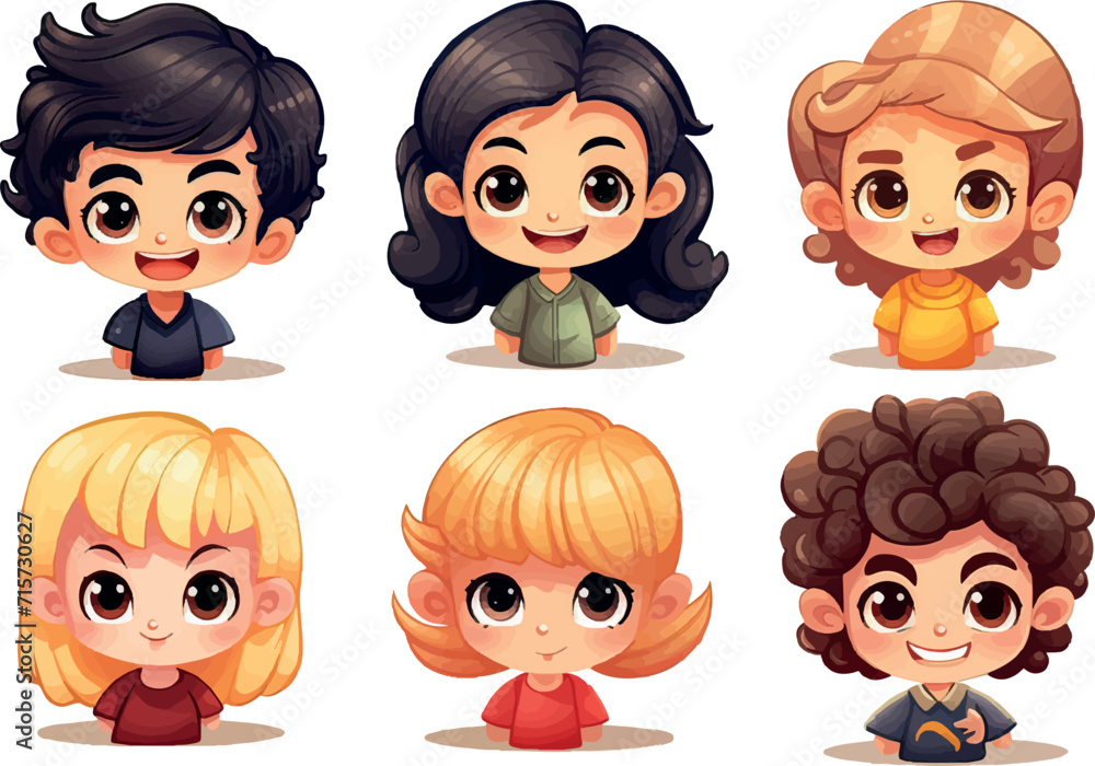 set of children cartoon vector set of children cartoon vector